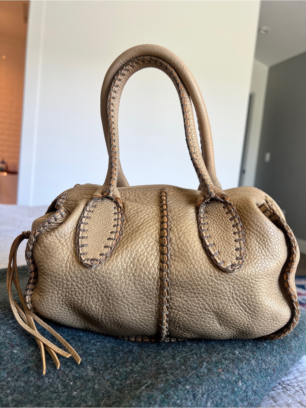 Vintage Carlos Falchi Mini Barrel Leather Bag - Picture 1 of 7